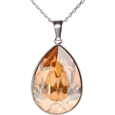 Swarovski Elements Rhodiovaný náhrdelník zlatá slzička, kapka 39169.4 Golden Shadow (zlatá, světlá jantarová, zlatobéžová)