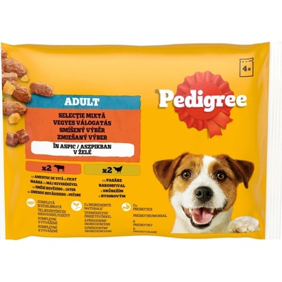 Pedigree Adult kuracie & jahňacie & hydinové & hovädzie mäso v želé 12 x 100 g