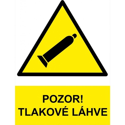 Walteco Pozor! Tlakové láhve (žlutá) 210x297mm, formát A4, samolepka , 20037