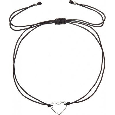Pavona Kabbalah náramek se stříbrným srdíčkem 13042.3 black