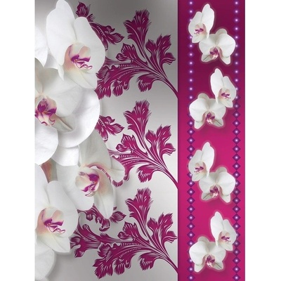 Preinterier Fototapeta panel - PL0112 - Biele kvety na ružovom pozadí vlies - 206cm x 275cm