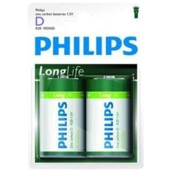 Philips Longlife батерия R20 (D), 2бр (R20L2B/10)