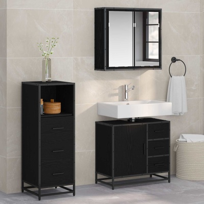 vidaXL Комплект мебели за баня 3 бр. Черния дъб 35 x 37, 5 x 100 см (3402425)