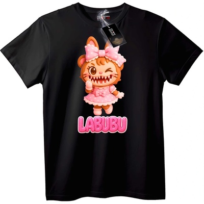 NOONEBRAND Тениска Labubu Карикатурен Герой - 4XL, Black
