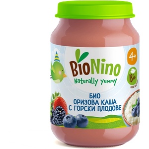 BioNino БИО оризова каша с горски плодове 4м+ 190 г