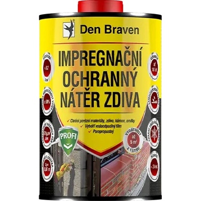 Impregnační a ochranný nátěr zdiva PROFI 1 l plechová dóza transparentní - 6ks/bal