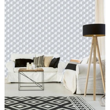 DIMEX ART s. r. o Луксозна флизелинова тапета бели 3d кубчета хоризонтално