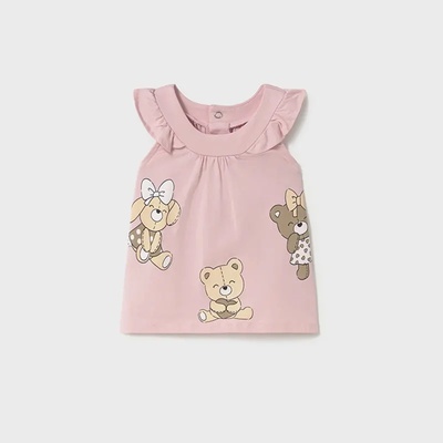 Mayoral Рокля трико в бебешко розово с животинки за новородено момиче Майорал