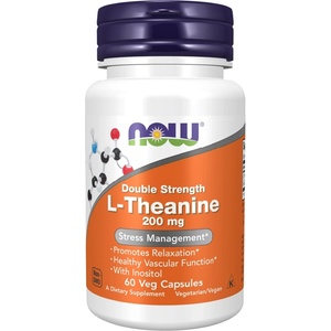 NOW NOW Double Strength L-Theanine 200 mg, 60 Veg Capsules - fitnesdobavki - 31,10 лв