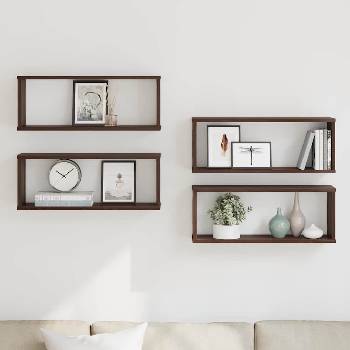 vidaXL Стенни рафтове, 4 бр, Кафяв дъб, 60x15x23 см, инженерно дърво (815931)