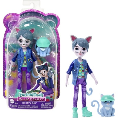 Mattel Enchantimals Glam Party Panenka a zvířátko - kocour