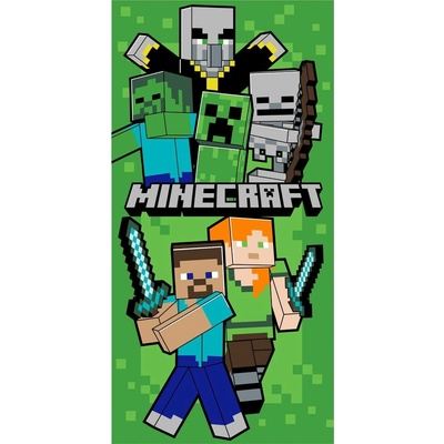 Jerry Fabrics zelená detská osuška 70 x 140 cm Minecraft Let´s Survive
