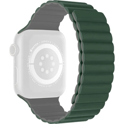 Rimeno Двуцветна силиконова каишка за Apple Watch 42/44/45/49 мм, тъмнозелено и сиво (RSJ-37-00A-3)