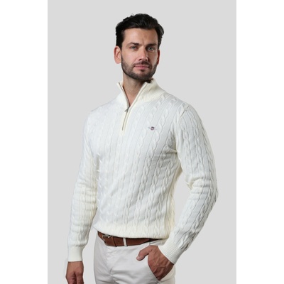 Gant Cotton Cable Half Zip Cream – Zboží Dáma