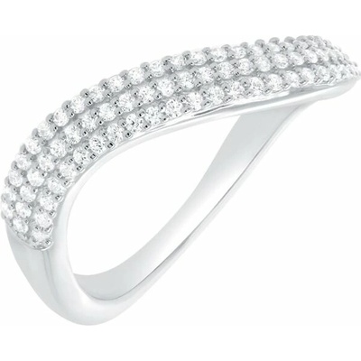 Eppi Half eternity zvlnený strieborný prsteň s diamantmi Hjalmar R49311