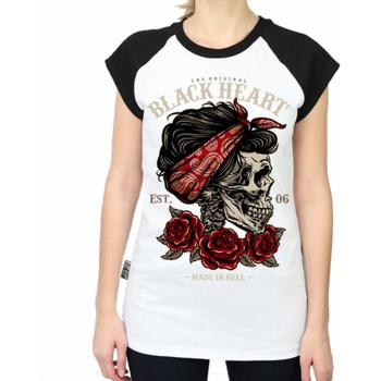 Image 1 of Black heart Дамска тениска black heart - pin up skull - БЯЛ - 7697