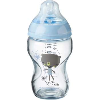 Tommee Tippee kojenecká láhev C2N skleněná potisk blue 250ml