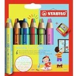 STABILO Моливи Woody Duo Color 6цвята + острилка