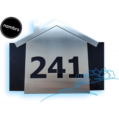 Nerezové číslo popisné s podlepem - dům. Font: d) – Zboží Mobilmania
