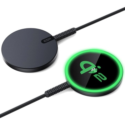 esr HaloLock QI2 USB-C Magnetic Wireless Qi Charger 15W - поставка (пад) за безжично зареждане за iPhone с Magsafe (черен)