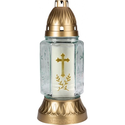 Lampa hřbitovní KŘÍŽ RATOLEST skleněná 200g d11x25cm bílá