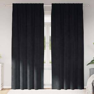 Pure Line Home Кадифени завеси в цвят черен с комбиниран перделък, 2 бр. , 140 x 225 см