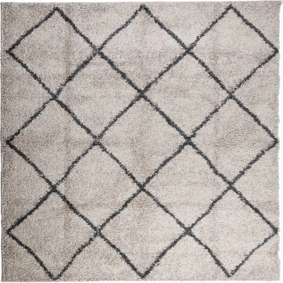 Шаги килим с дълъг косъм, модерен, бежов и антрацит, 120x120 cm