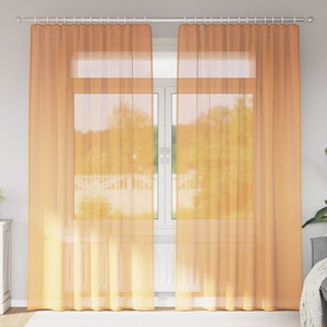 vidaXL Пердета от воал с примки, 2 бр, оранжево, 140x245 см (4102284)