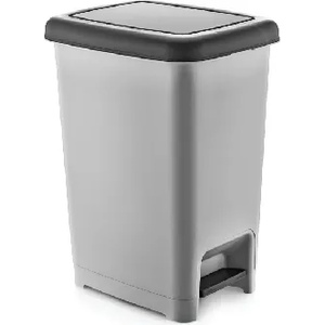 Dünya Plastik Dunya-Кош с педал правоъгълен 10l slim СИВО/ЧЕРНО (01041) (0151376)