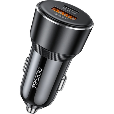 YESIDO Автомобилно зарядно - Yesido Y64 - USB-A + Type-C, 50W, fast charge, multi-protection - Черно