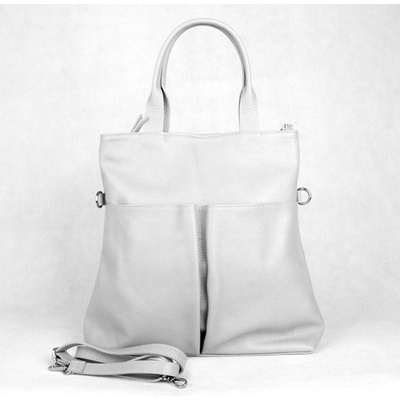 Borse In Pelle velká kožená shopper kabelka no. 711 formát A4 šedá