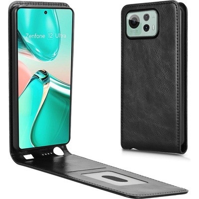 ASUS Вертикален Кожен Калъф за Asus Zenfone 12 Ultra 5G - Флип, Магнитен, Слот за Карта, Вкл. Протектор - 4 Цвята