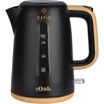 Estia Електрическа кана Estia - Oak, 2200W, 1.7 l, черна (06-24659)