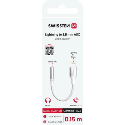Swissten AUX 0,15 m, bílý 73502314