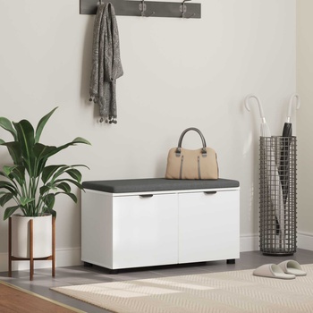 vidaXL Пейка за коридор с възглавница с врата Бяло 80 x 38 x 46 см (891480)