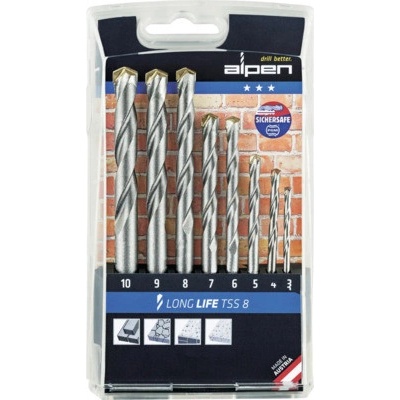 Sada vrtákov do kameňa Long Life Alpen 8dielna