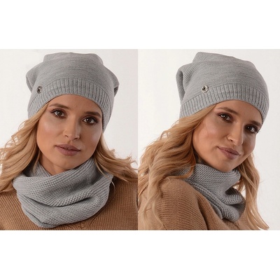 Fashionweek Moderni set čepice a šála pletený tunel ZIZI31/B1 šedý