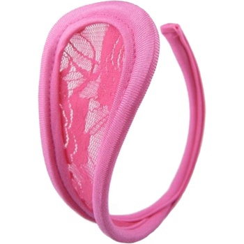 SuperLove Invisible Strapless C String Transparent Floral Lace Pink