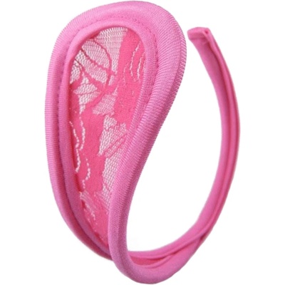 SuperLove Invisible Strapless C String Transparent Floral Lace Pink