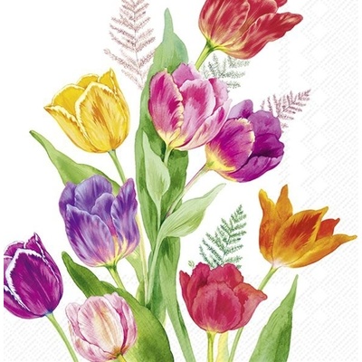 Alvarak Velikonoční ubrousky BRIGHT TULIPS 20ks 3V 33x33cm