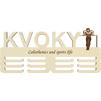 LYMFY Dřevěný držák na medaile s laserováním 45cm Street workout přírodní dřevo – Zboží Dáma