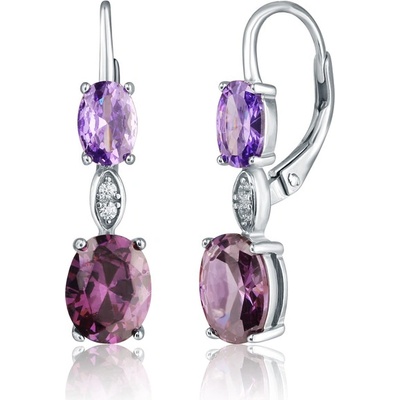 JVD Dámské klasické stříbrné náušnice s ametysty SVLE0828SH2F100