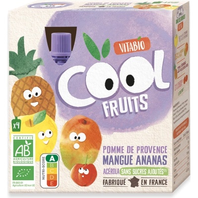 VITABIO Cool Fruits jablko mango ananás a acerola 4 x 90 g