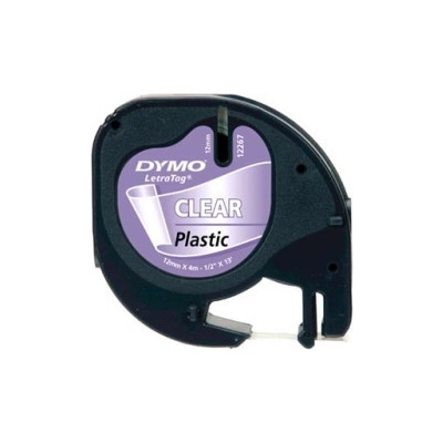 Originálny páska do tiskárny Dymo štítků, Dymo, 12267, S0721530, černý tisk/průhledný podklad, 4m, 12mm, LetraTag plastová páska