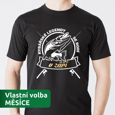 Pánské tričko Rybářská LEGENDA narozen v MĚSÍCI Měsíc: Září černá
