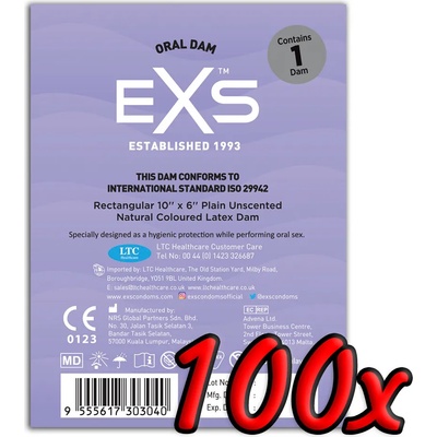 EXS Condoms Oral Dam Natural 100 pack