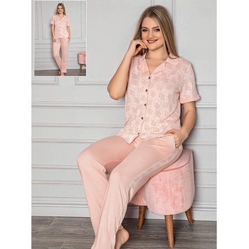Дамска пижама в бяло и коралово