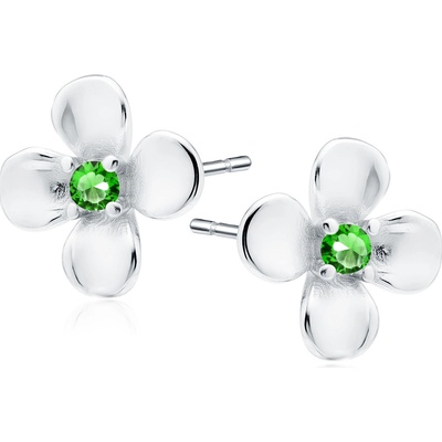 Olivie Stříbrné náušnice KVÍTEK GREEN 9508