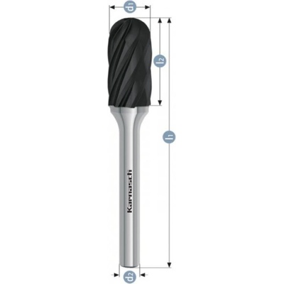 Karnasch Professional Tools Válcová fréza na kov Karnasch D 6,0×12,7 S3 L44 mm, se zaoblenými hranami, povlakovaná, HP-7