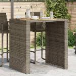 vidaXL Градинска бар маса с плот акация, сив, 105x80x110 см, полиратан (368697)
